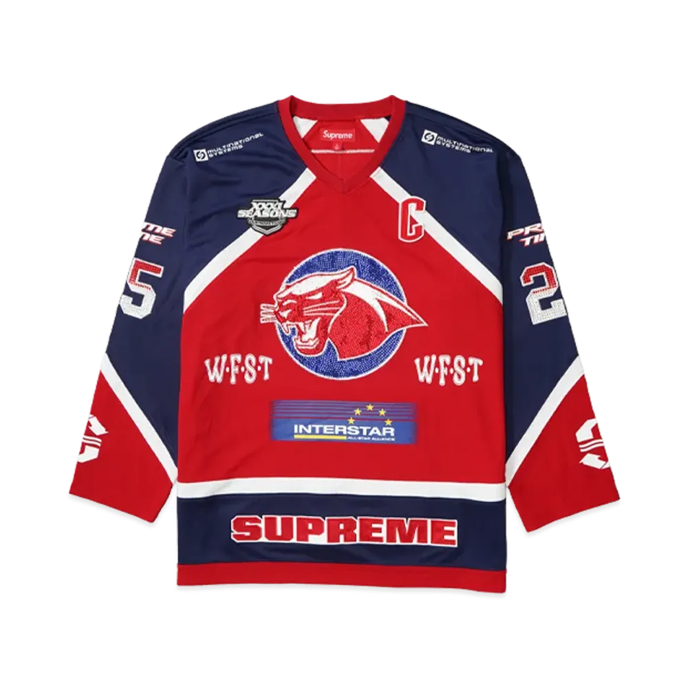 Supreme Rhinestone Hockey Jersey "Red"