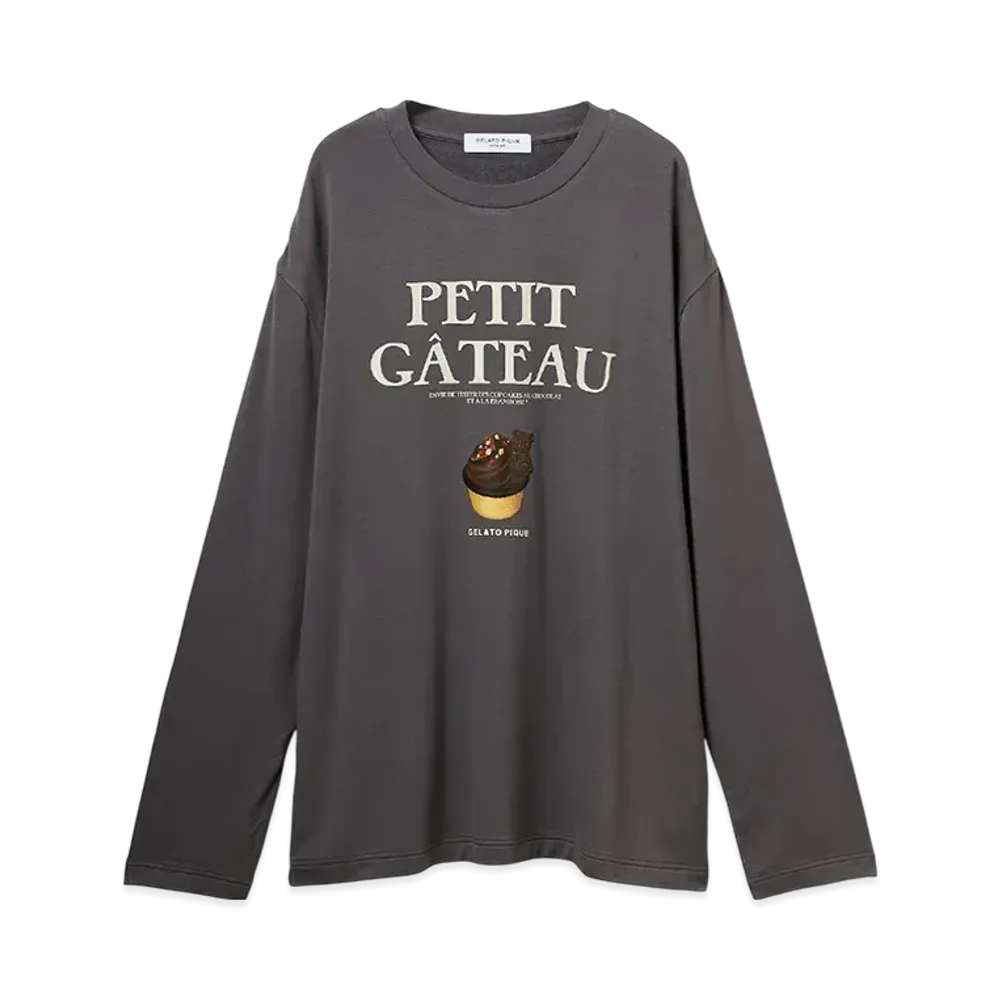 GELATO PIQUE Homme x Chocolat & Framboise Chocolat Cupcake One Point Long T-Shirt "Charcoal Gray"