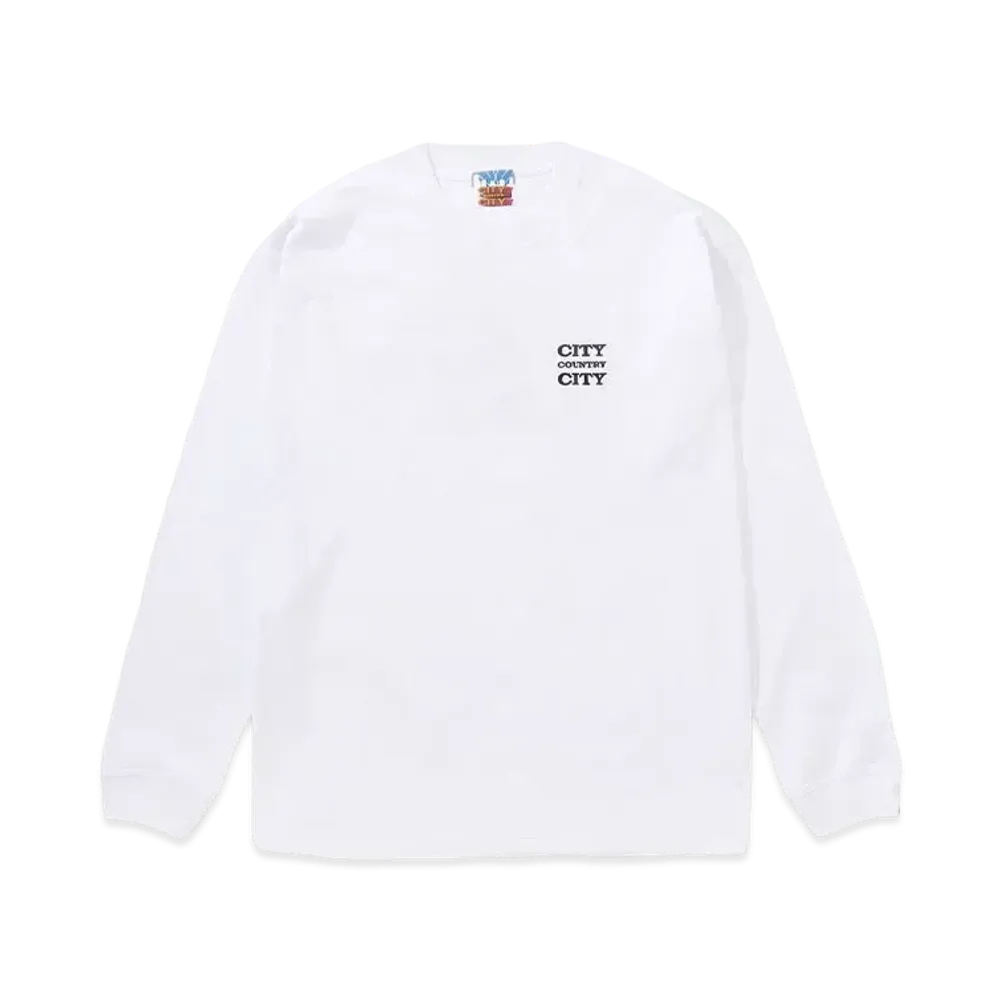 CITY COUNTRY CITY EMBROIDERED LOGO COTTON L/S T-SHIRT "WHITE"
