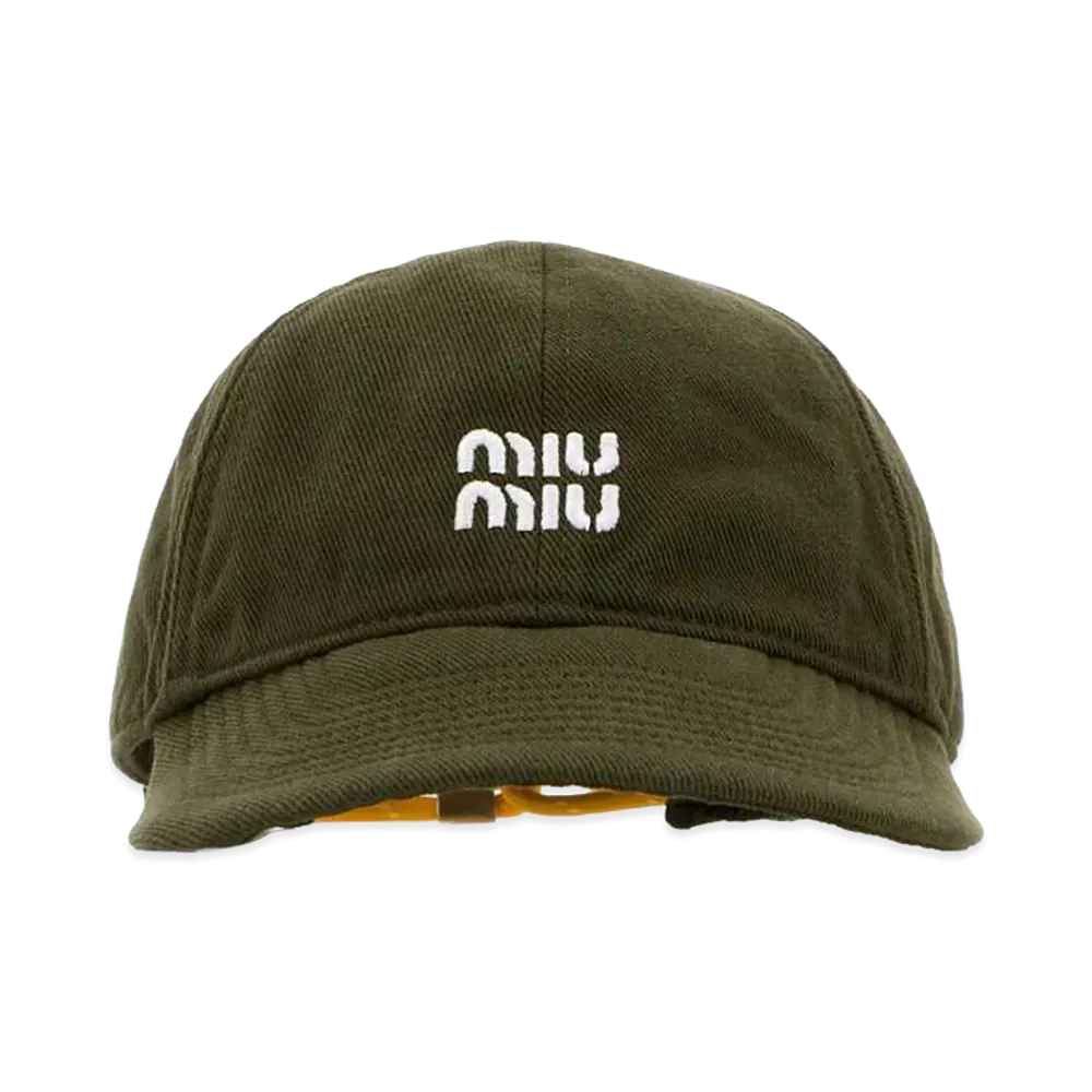 MIU MIU Women's Cotton Baseball Cap "Olive Green"