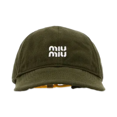 MIU MIU Women's Cotton Baseball Cap "Olive Green"