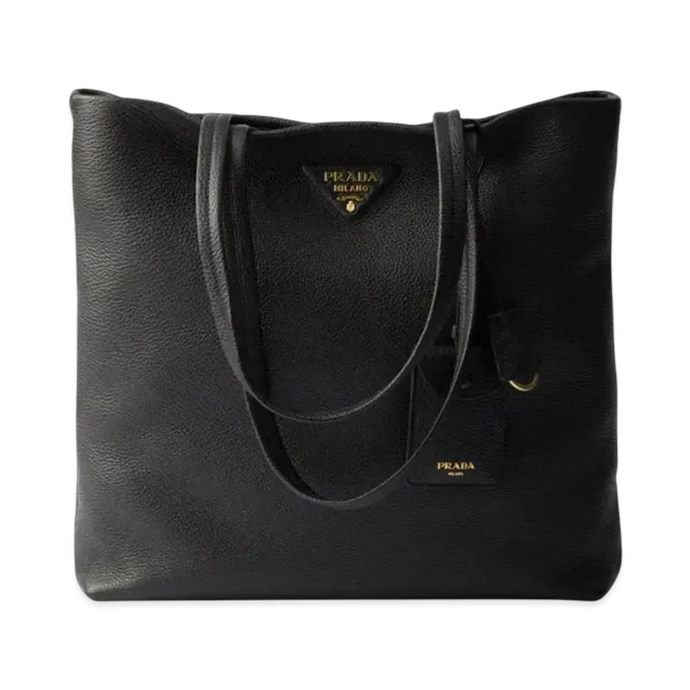 PRADA Large Leather Tote Bag "Black"