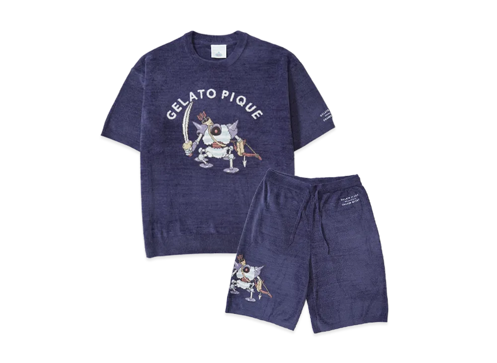 GELATO PIQUE x DRAGON QUEST Jacquard S/S Pullover & Half Pants Set "Navy"