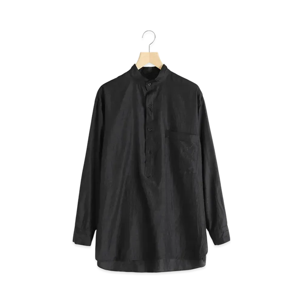COMOLI Wool Silk Pullover Shirt "Chacoal"