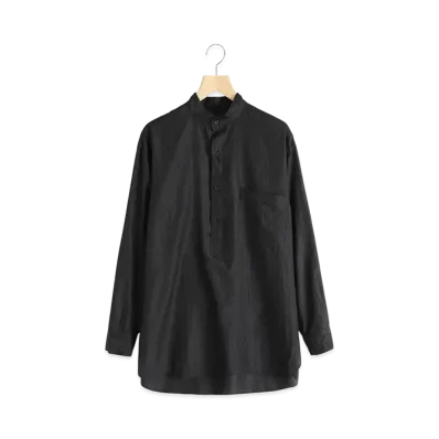 COMOLI Wool Silk Pullover Shirt "Chacoal"