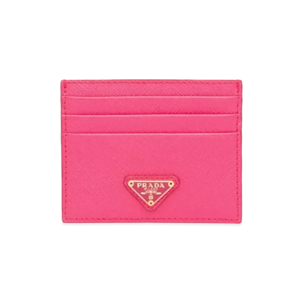 PRADA Saffiano Leather Card Holder "Magenta"