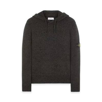 Stone Island 559A4 Three-Color Mouline Lambswool Hooded Knit - 23FW "Black"