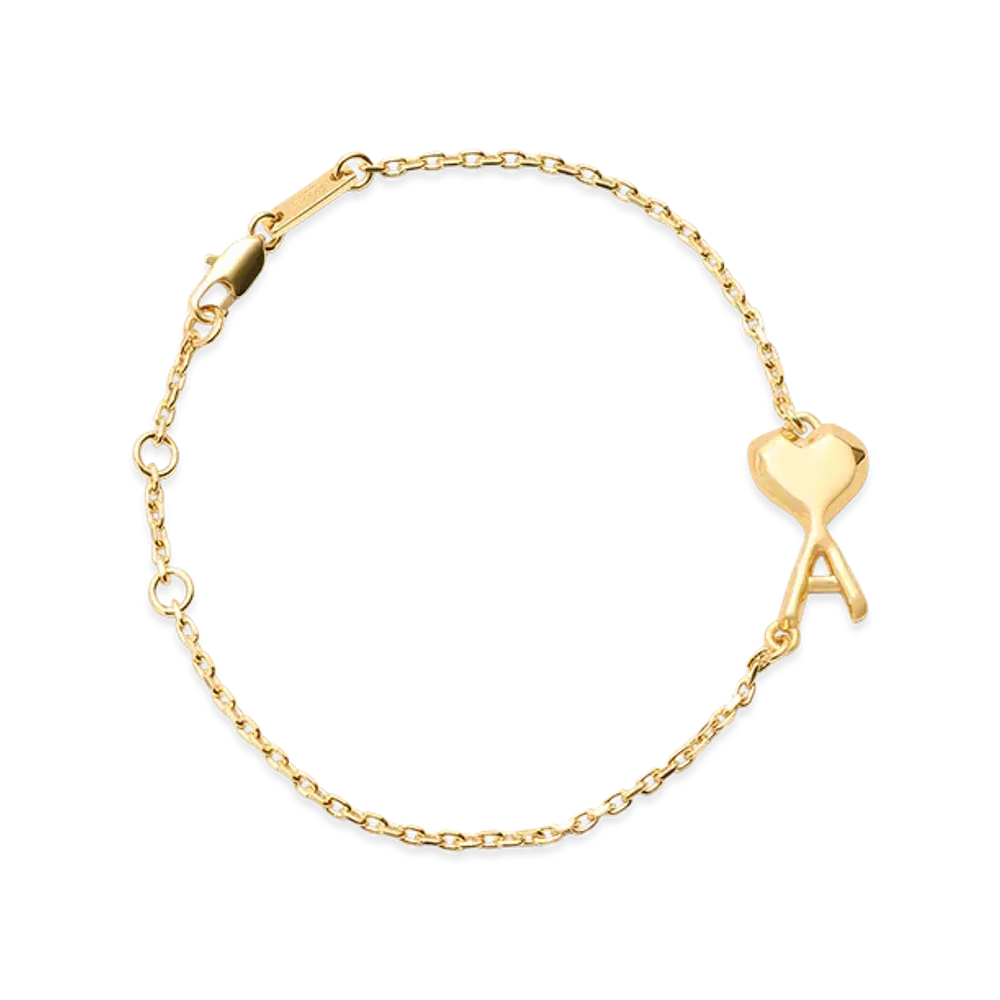 AMI PARIS Brass Thin Hammered Ami De Coeur Bracelet "Gold"