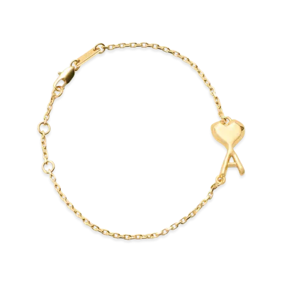 AMI PARIS Brass Thin Hammered Ami De Coeur Bracelet "Gold"