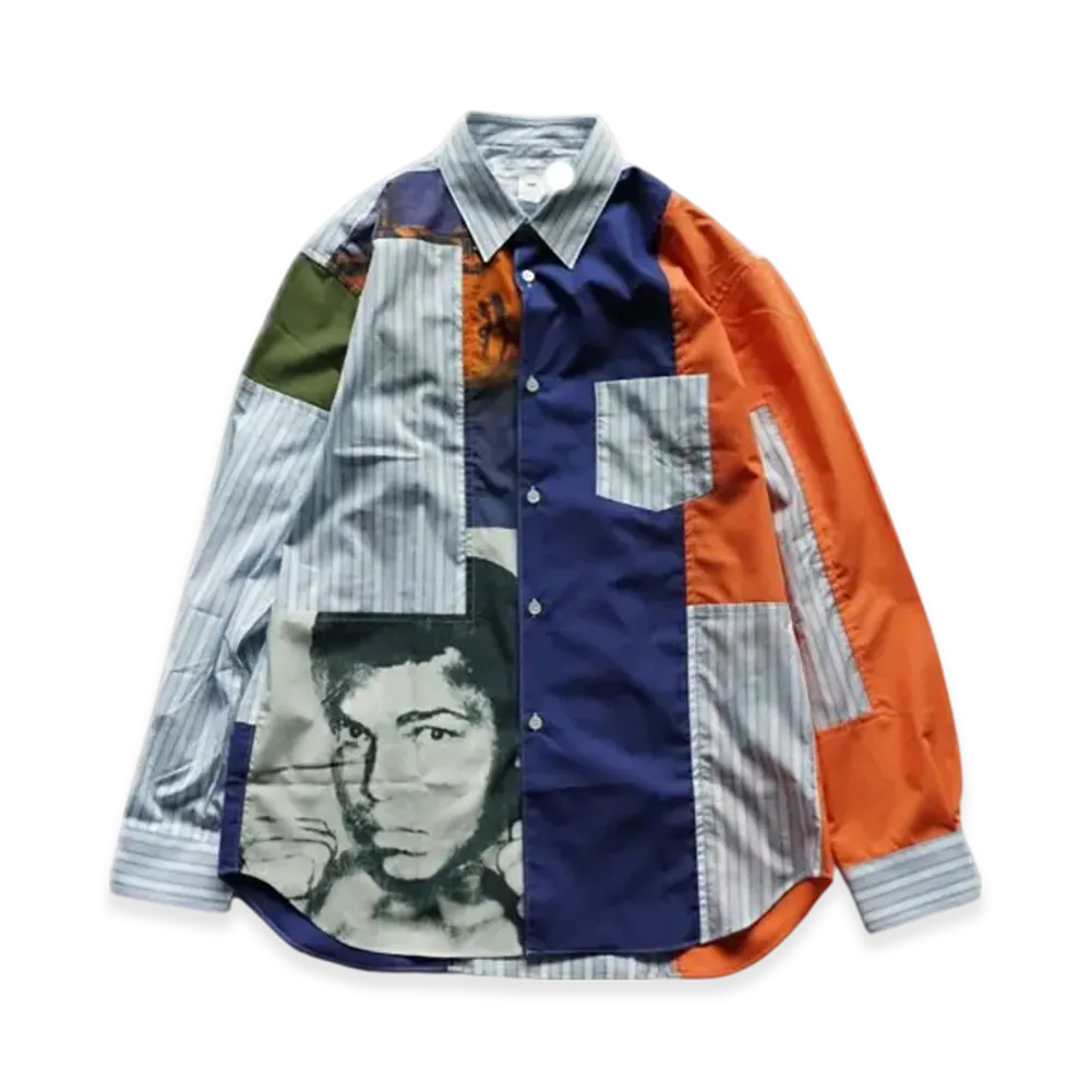 COMME des GARCONS SHIRT x Andy Warhol Patchwork Shirt Muhammad Ali "Stripe"