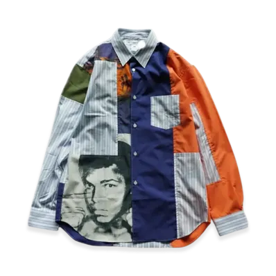 COMME des GARCONS SHIRT x Andy Warhol Patchwork Shirt Muhammad Ali "Stripe"