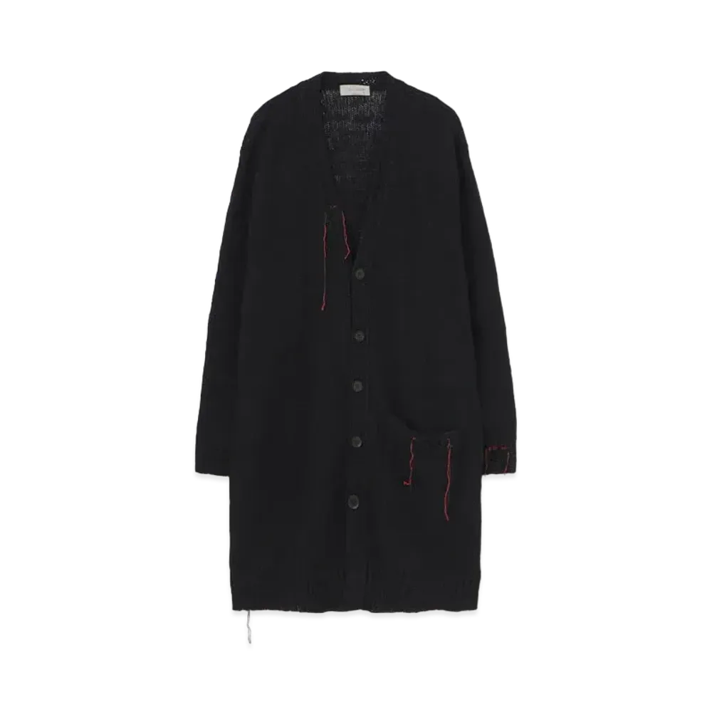 Yohji Yamamoto Pour Homme 3G1P PS RED BLUE STRING PLUSH LONG CARDIGAN "Black"