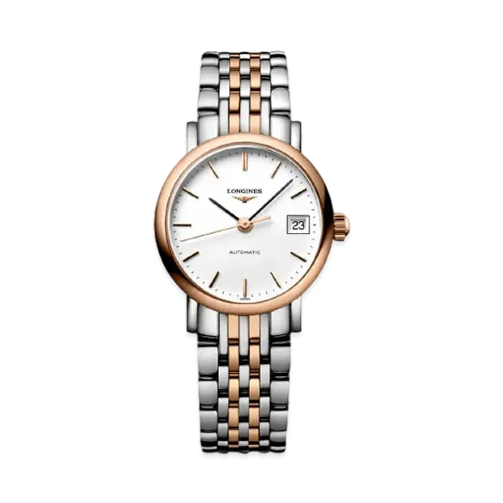 Longines Elegant Collection 29.00 mm "Matte White/Stainless Steel/Pink Gold" L4.310.5.12.7
