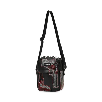 Supreme Guns Embroidered Leather Shoulder Bag "Black"