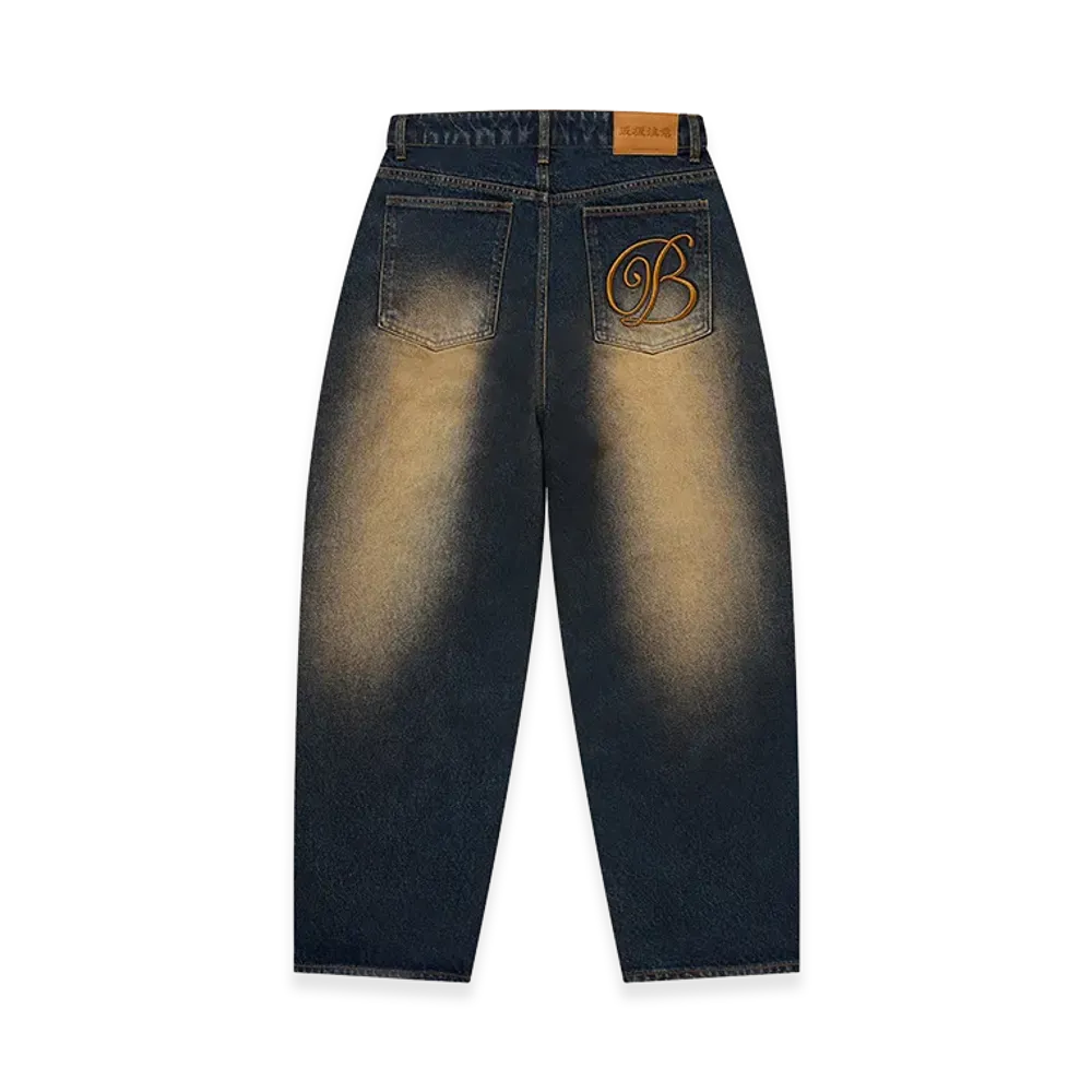 BlackEyePatch B Emblem Baggy Jeans "Dark Indigo"