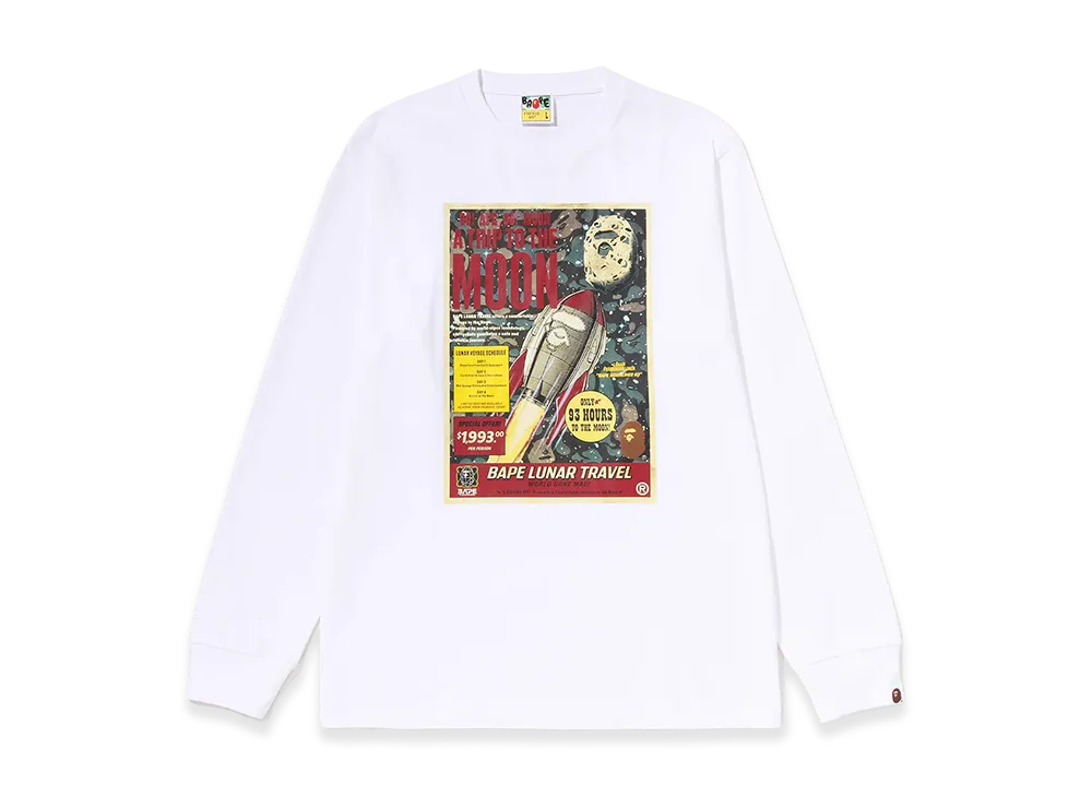 A BATHING APE Bape Lunar Travel Poster Ls Tee "White"