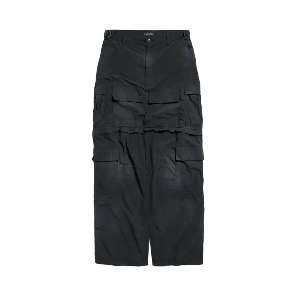BALENCIAGA Women's Cargo Maxi Skirt in Light Cotton Ripstop "Black"
