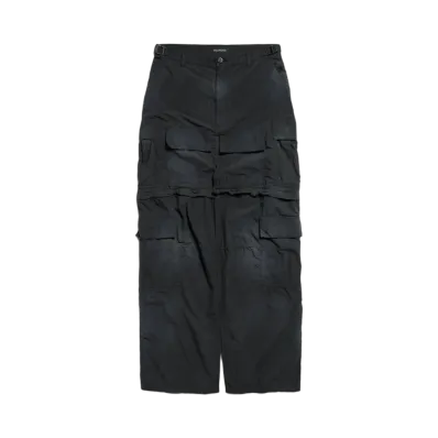 BALENCIAGA Women's Cargo Maxi Skirt in Light Cotton Ripstop "Black"