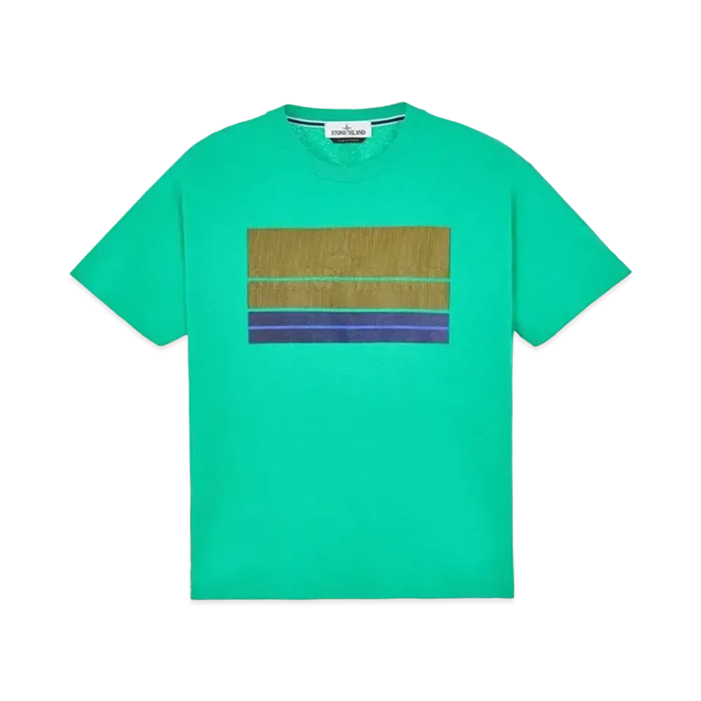Stone Island 2NS90 COTTON JERSEY, 'LENTICULAR THREE' PRINT_SLIM FIT "Green"