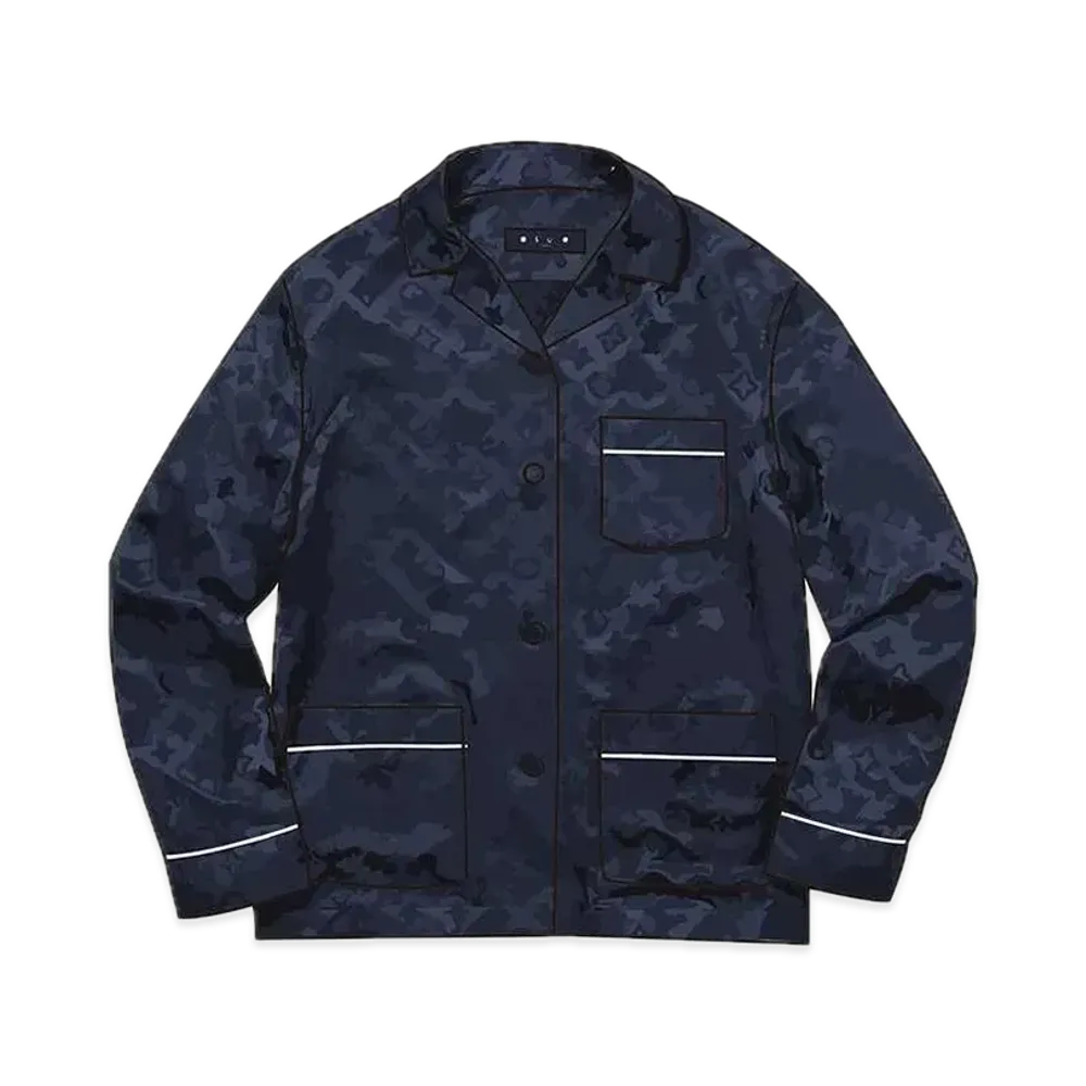 Supreme x Louis Vuitton Jacquard Silk Pajama Shirt "Navy"