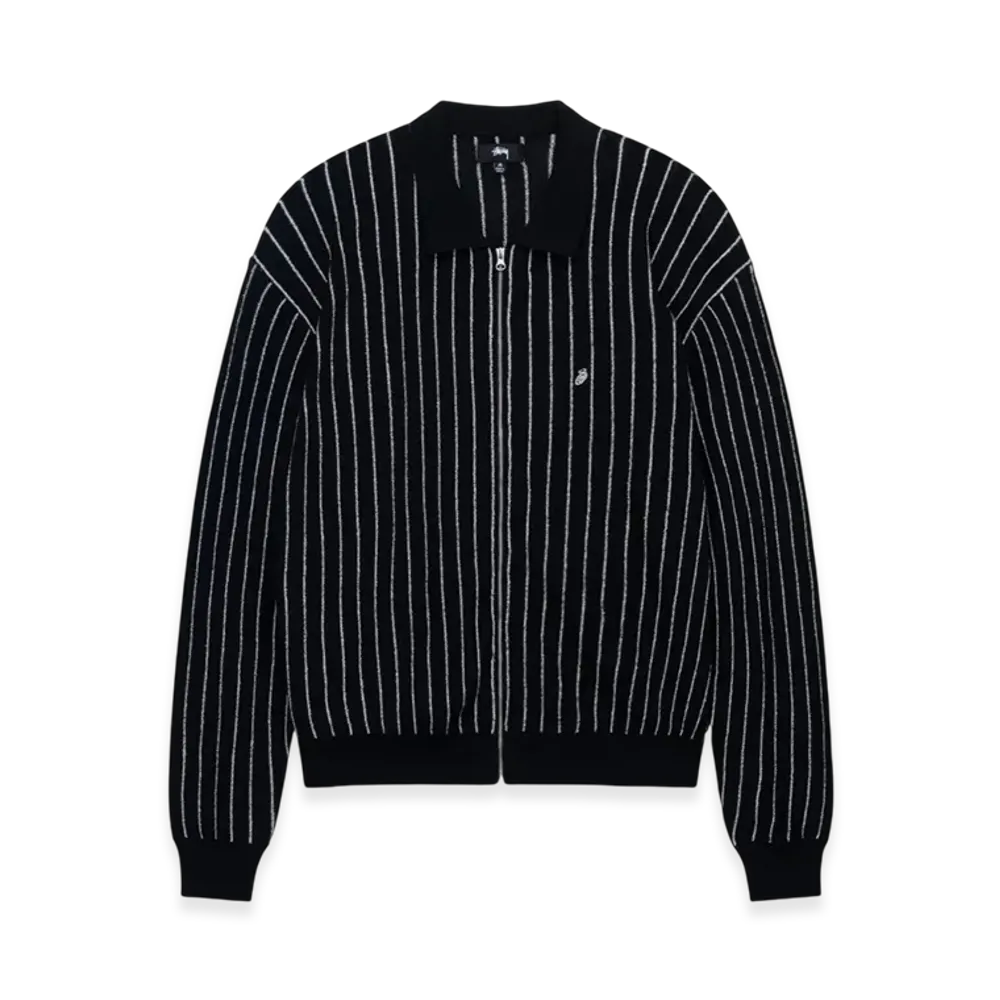 Stussy Lightweight LS Zip Polo "Black Stripe"