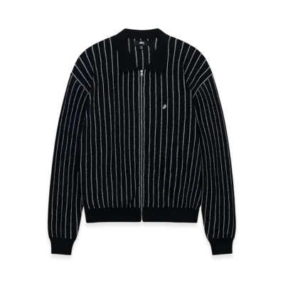 Stussy Lightweight LS Zip Polo "Black Stripe"
