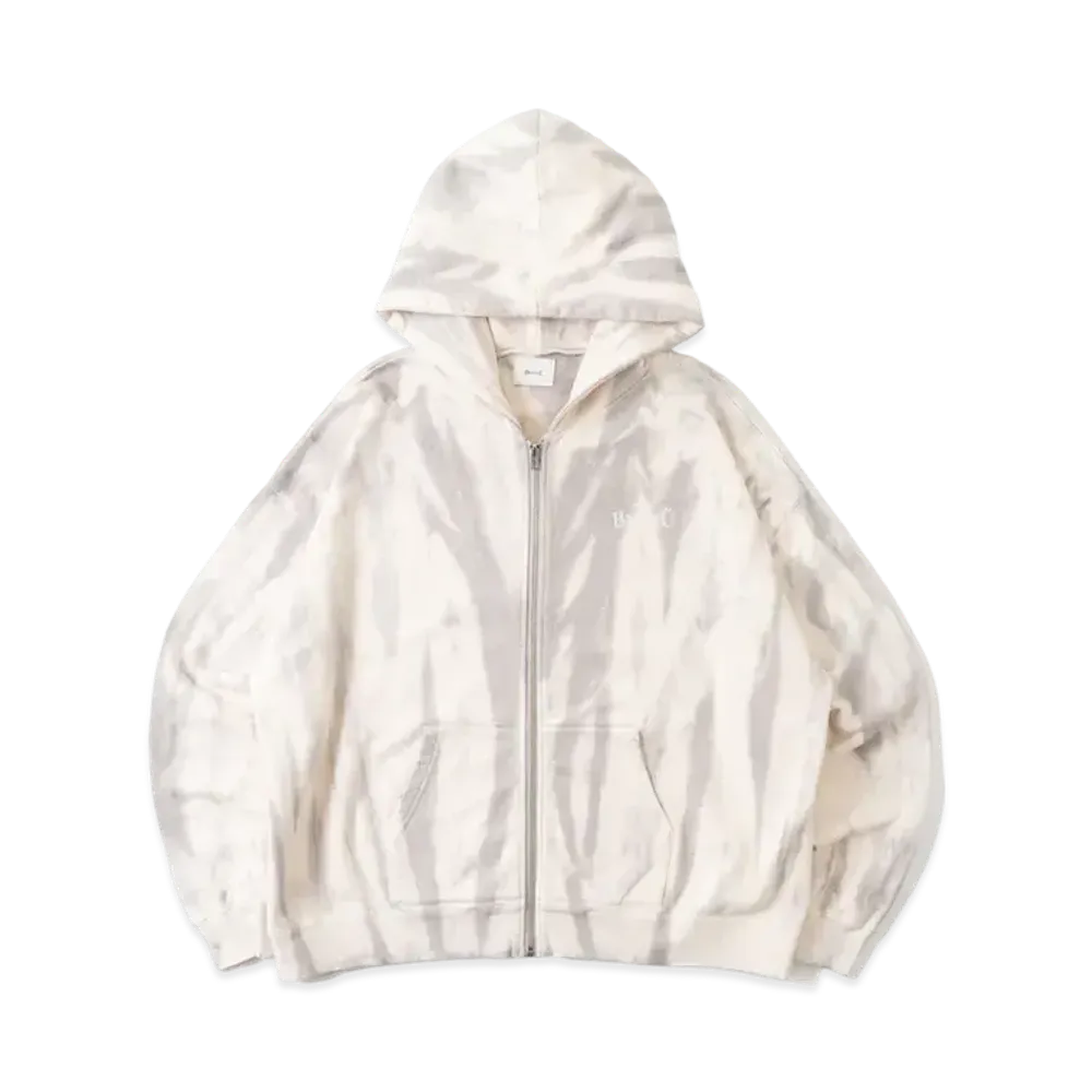 BLESS U Tie Dye Zip Hoodie "Gray/White"