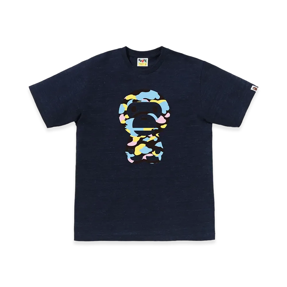 A BATHING APE New Multi Camo Big Baby Milo Tee "Navy"