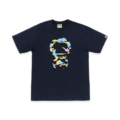 A BATHING APE New Multi Camo Big Baby Milo Tee "Navy"