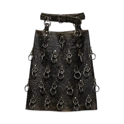 PRADA Women's Leather Miniskirt with Metal Rings "Black"
