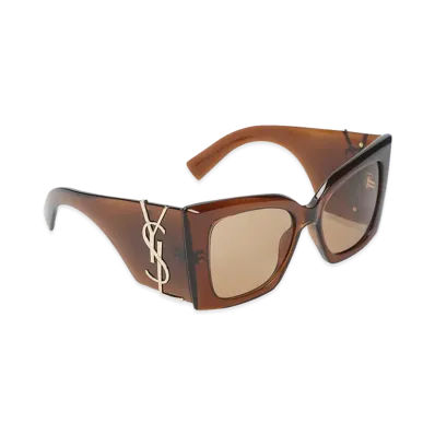 Saint Laurent Women's "Sl M119 Blaze Crystal" Cat-Eye Sunglasses "Brown"