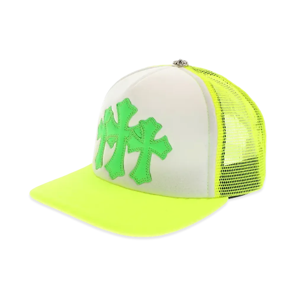 Chrome Hearts 3 Cross Patches Trucker Cap "Yellow/Green"