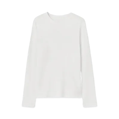 Jil Sander Crew-Neck T-Shirt Long-Sleeved Cotton T-Shirt With Logo Printed On Back "Coconut"