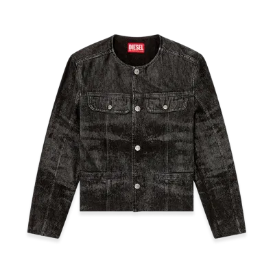 Diesel D-Aberdeen-Fsh2 Jacket in lasered cotton-hemp denim "Black"