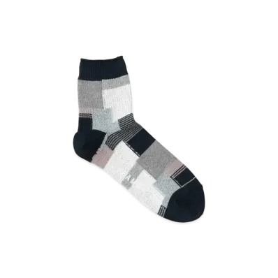 BEAMS Patchwork Quarter Socks "Navy"
