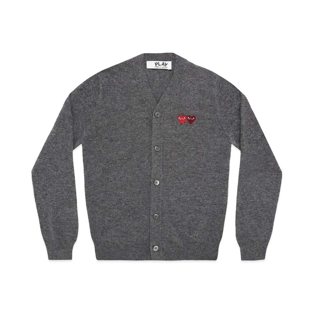 PLAY COMME des GARCONS Double Heart Men's Cardigan "Grey"