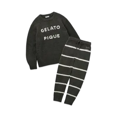 GELATO PIQUE HOMME Powder Logo Jacquard Pullover & Long Pants Set "Cool Grey"