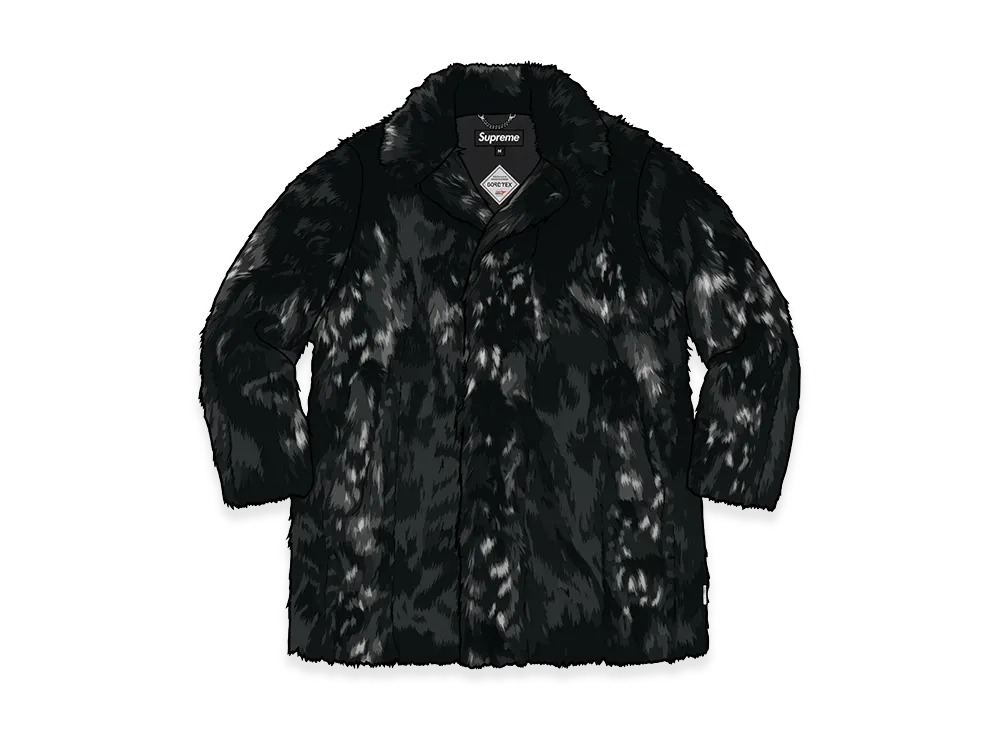 Supreme Lynx Faux Fur WINDSTOPPER Overcoat "Black"