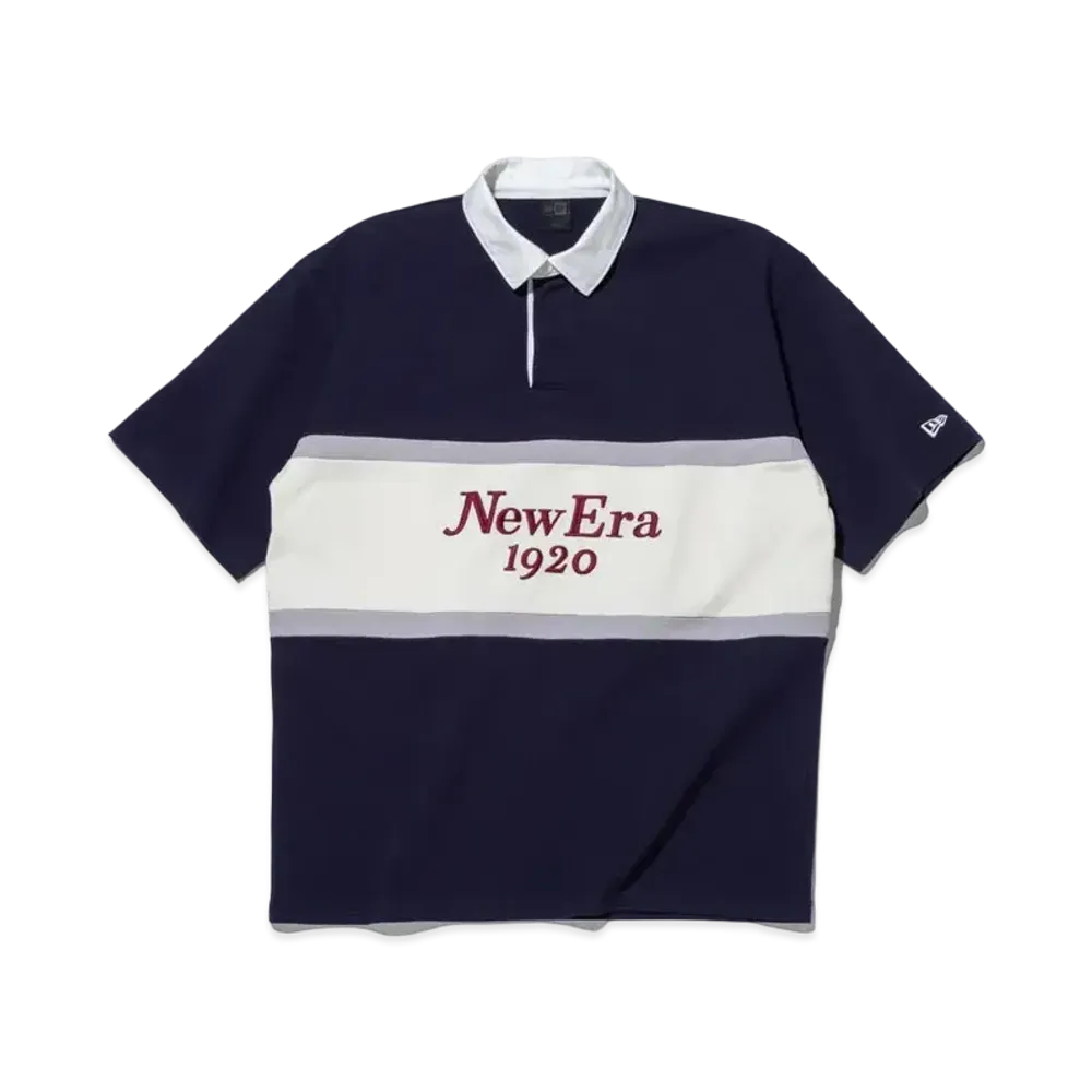 NEW ERA BLACK LABEL SS24 Short Sleeve Heavyweight Cotton Rugby Shirt "Navy"