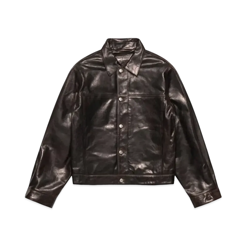 Stussy Trucker Jacket Leather "Dark Brown"