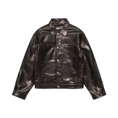 Stussy Trucker Jacket Leather "Dark Brown"