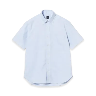 BEAMS Coolmax Oxford Short Sleeve Button Down Shirt "Sax"