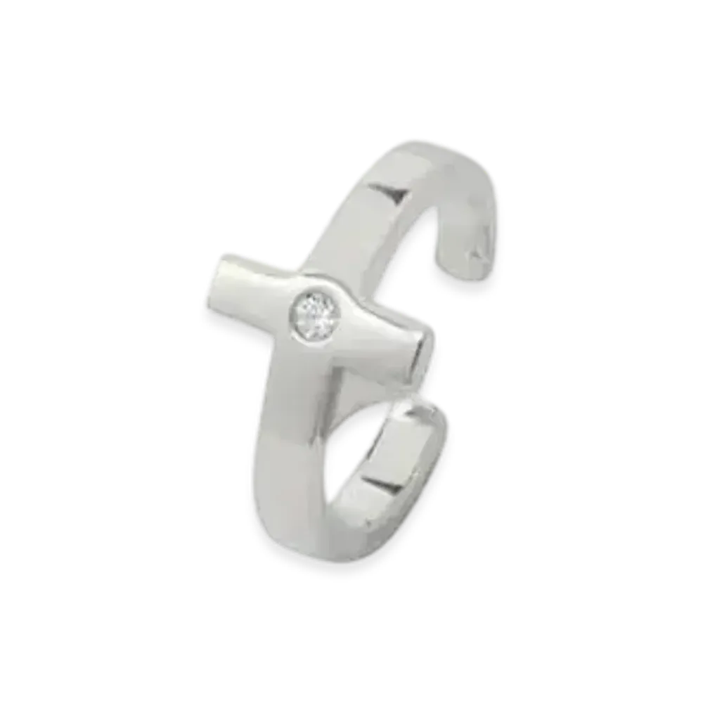 STUDIO SEVEN 7 Cross Zirconia Ring & Ear Cuff SLV "SILVER"