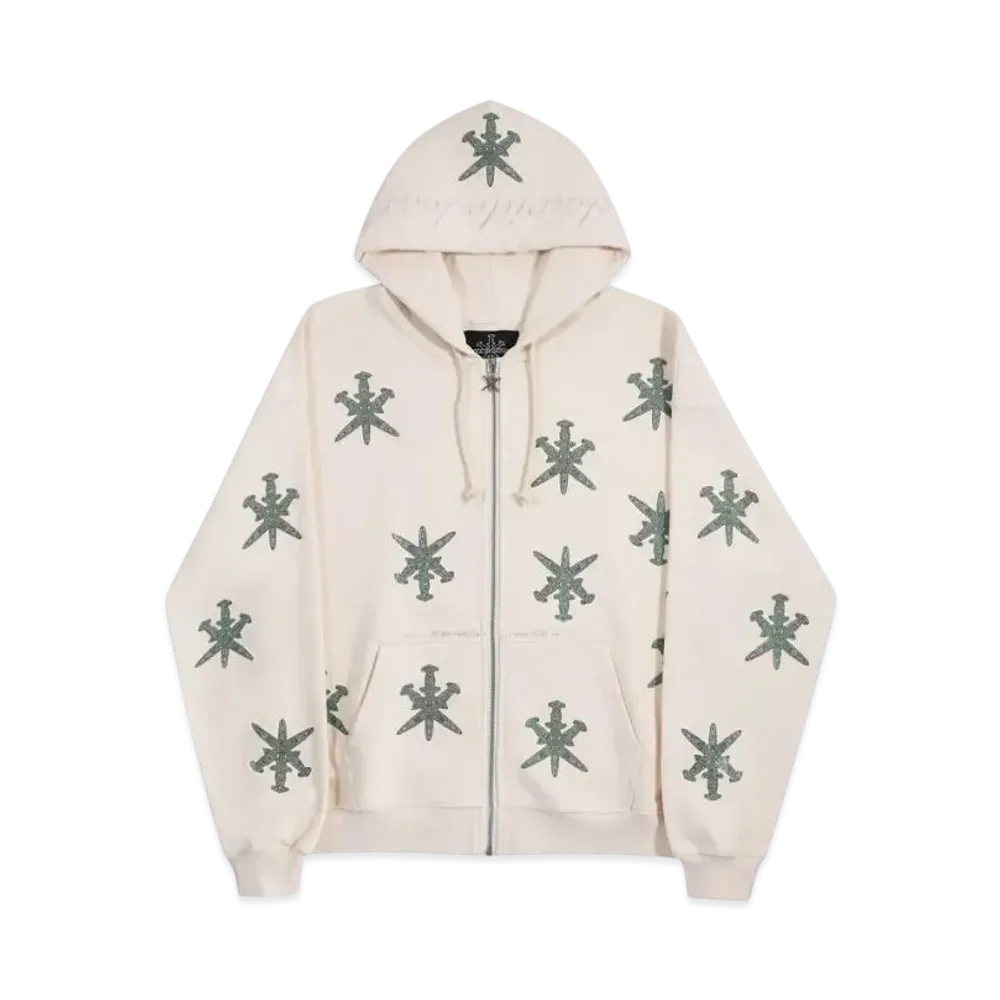 Unknown London Dagger Rhinestone Hoodie "Cream"