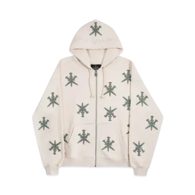 Unknown London Dagger Rhinestone Hoodie "Cream"