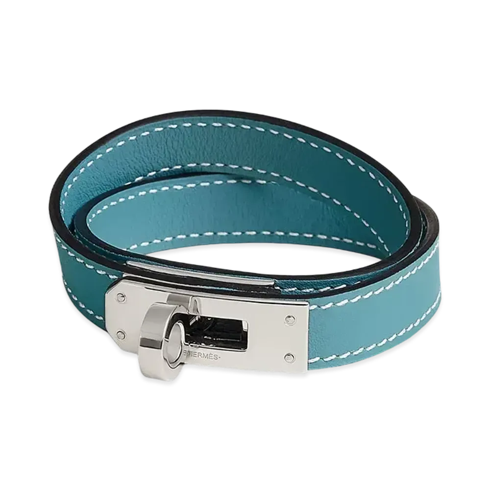 Hermes Kelly Double Tour Bracelet "Bleu Jean/Palladium"