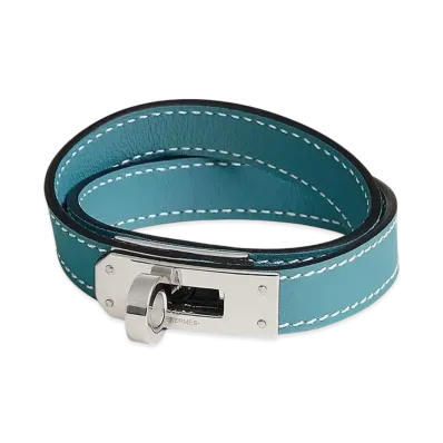 Hermes Kelly Double Tour Bracelet "Bleu Jean/Palladium"