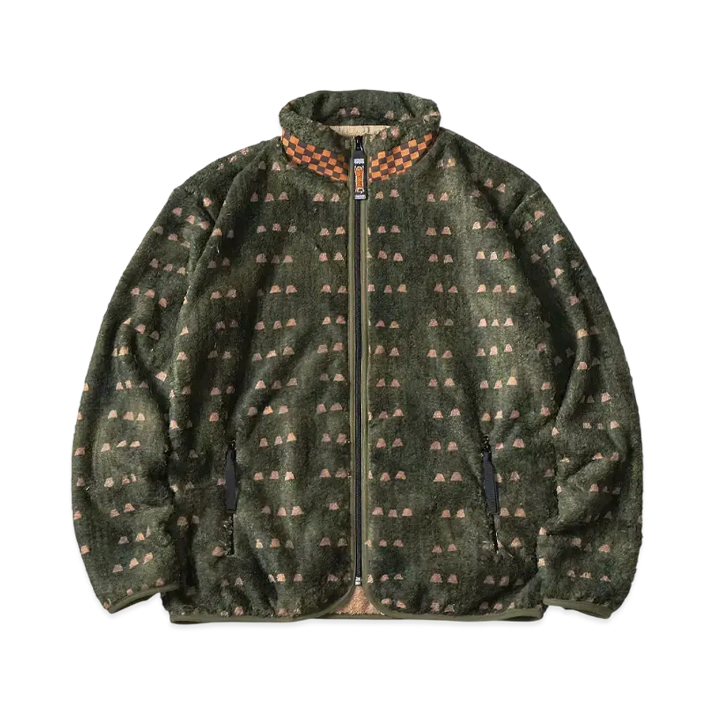 KAPITAL Tsume Shobu Pattern Fleece Zip Blouson "Khaki"
