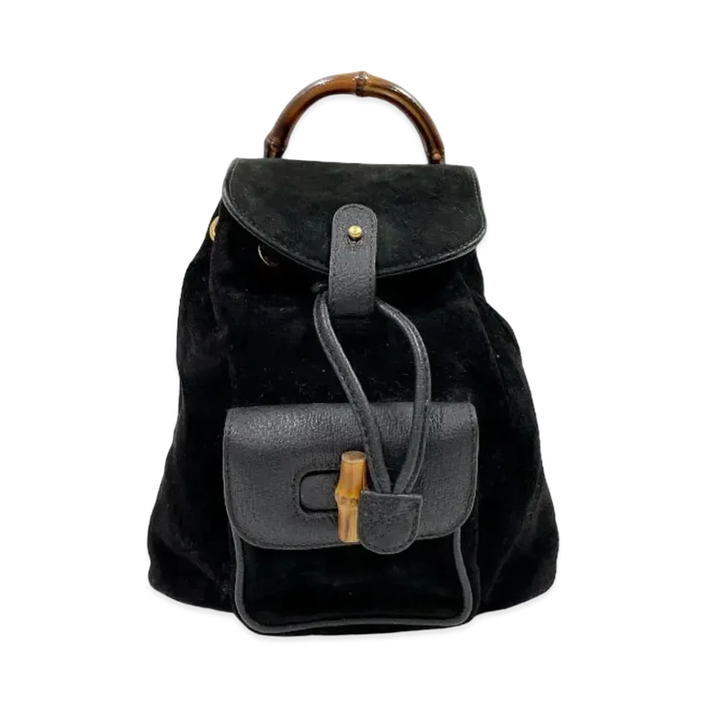 GUCCI Backpack Mini Bamboo Suede "Black"