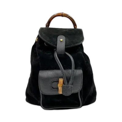 GUCCI Backpack Mini Bamboo Suede "Black"